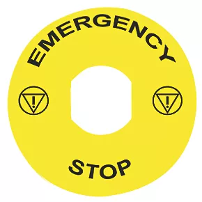 Schneider Electric Emergency Stop Legend Plate 90mm - Yellow/Black - 10 Pack | Push Buttons 3 Schneider Electric Emergency Stop Legend Plate 90mm - Yellow/Black - 10 Pack | Push Buttons