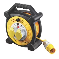 Masterplug LVHLT2516/2-XD 16A 2-Gang 25m Cable Reel 110V - Heavy Duty Industrial Extension Lead